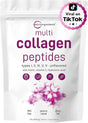 Micro Ingredients Multi Collagen Peptides Powder, 1lb (41 Servings) – Hydrolyzed Type I,II,III,V,X with Biotin, Hyaluronic Acid, Vitamin C – Unflavored Collagen for Women & Men, Easy Dissolve