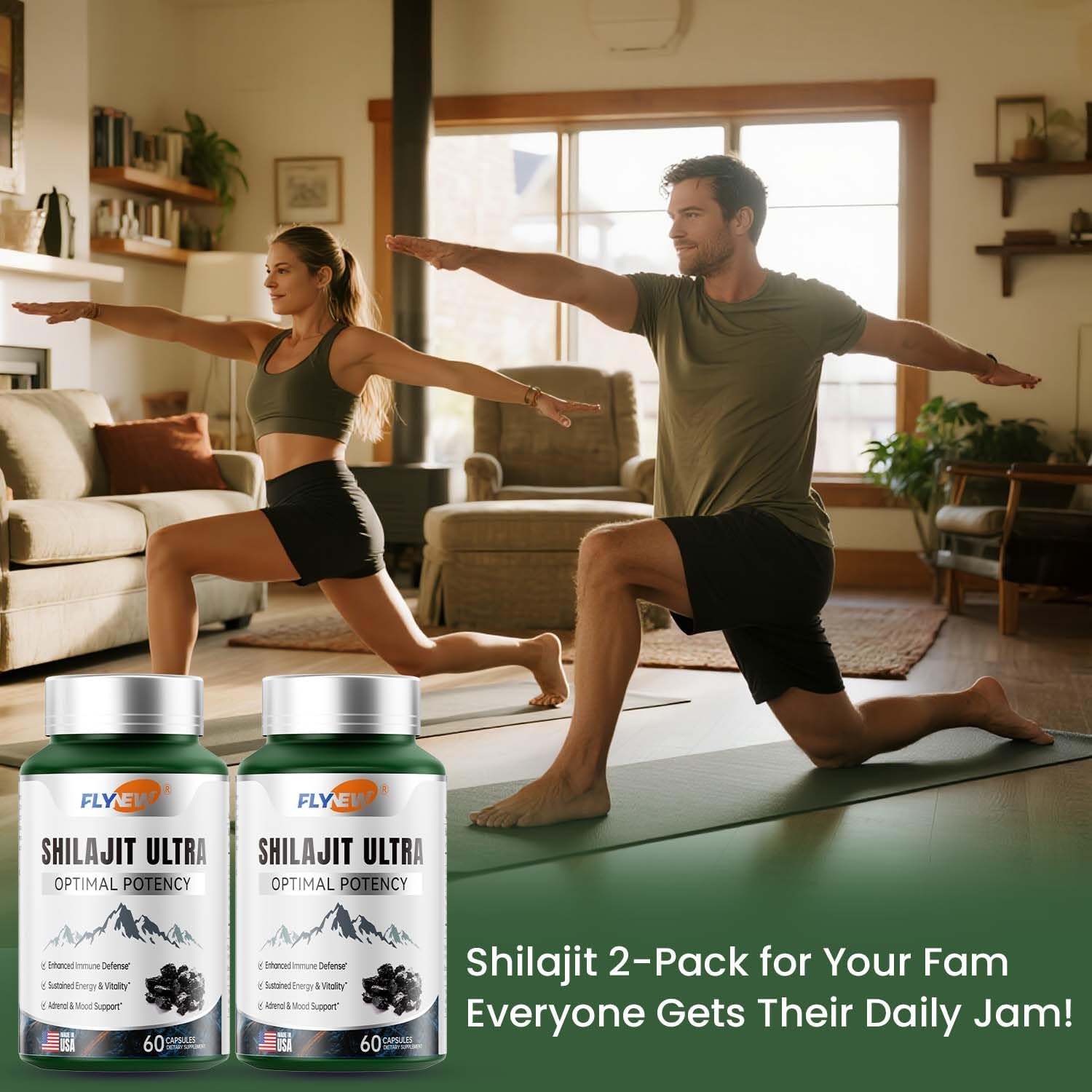 Shilajit for Men Women, Shilajit with Naturally Fulvic Acid & L-Arginine, Himalayan Shilajits for Extra Power, Stamina & Immune Support, Non-GMO, Made in USA, 2 Pack, 60 Capsules Per Bottle