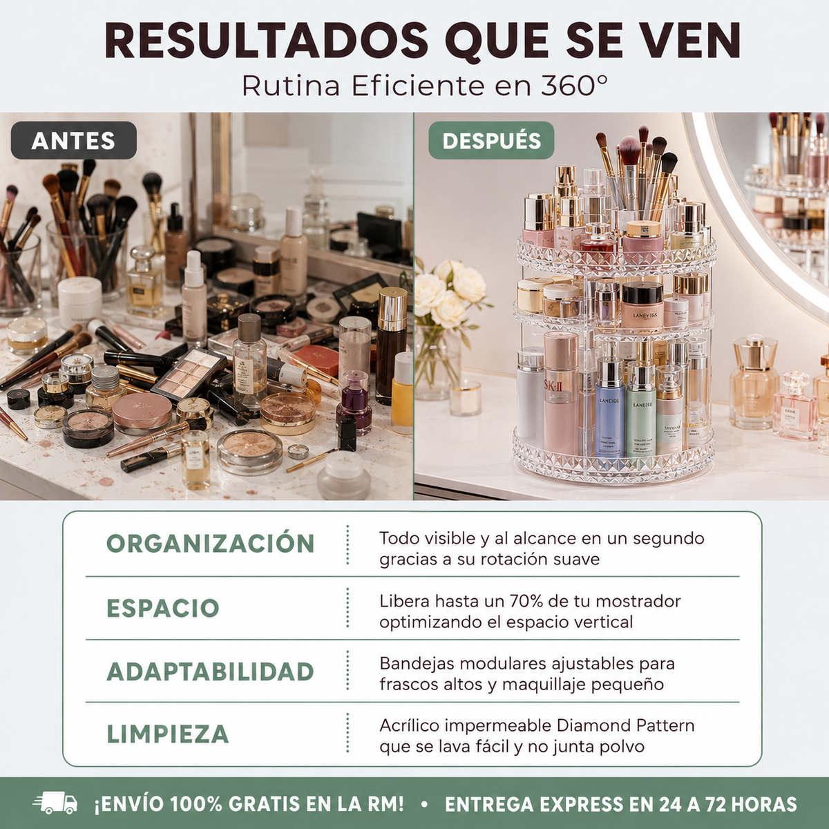 Organizador De Maquillaje 360 Orden