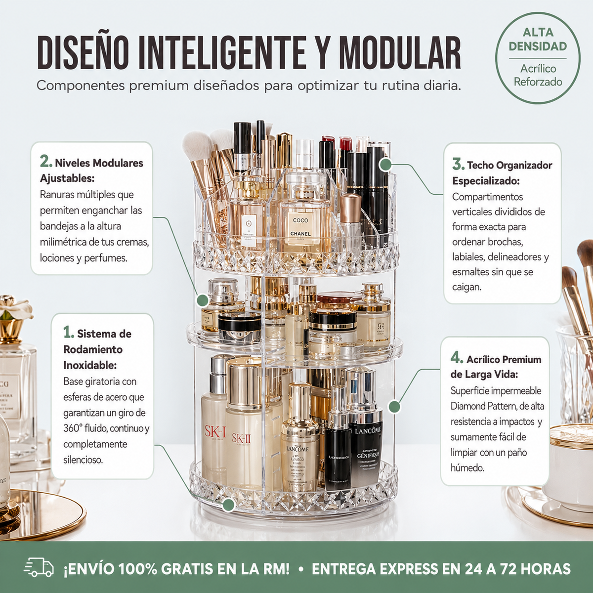 Organizador De Maquillaje 360 Orden