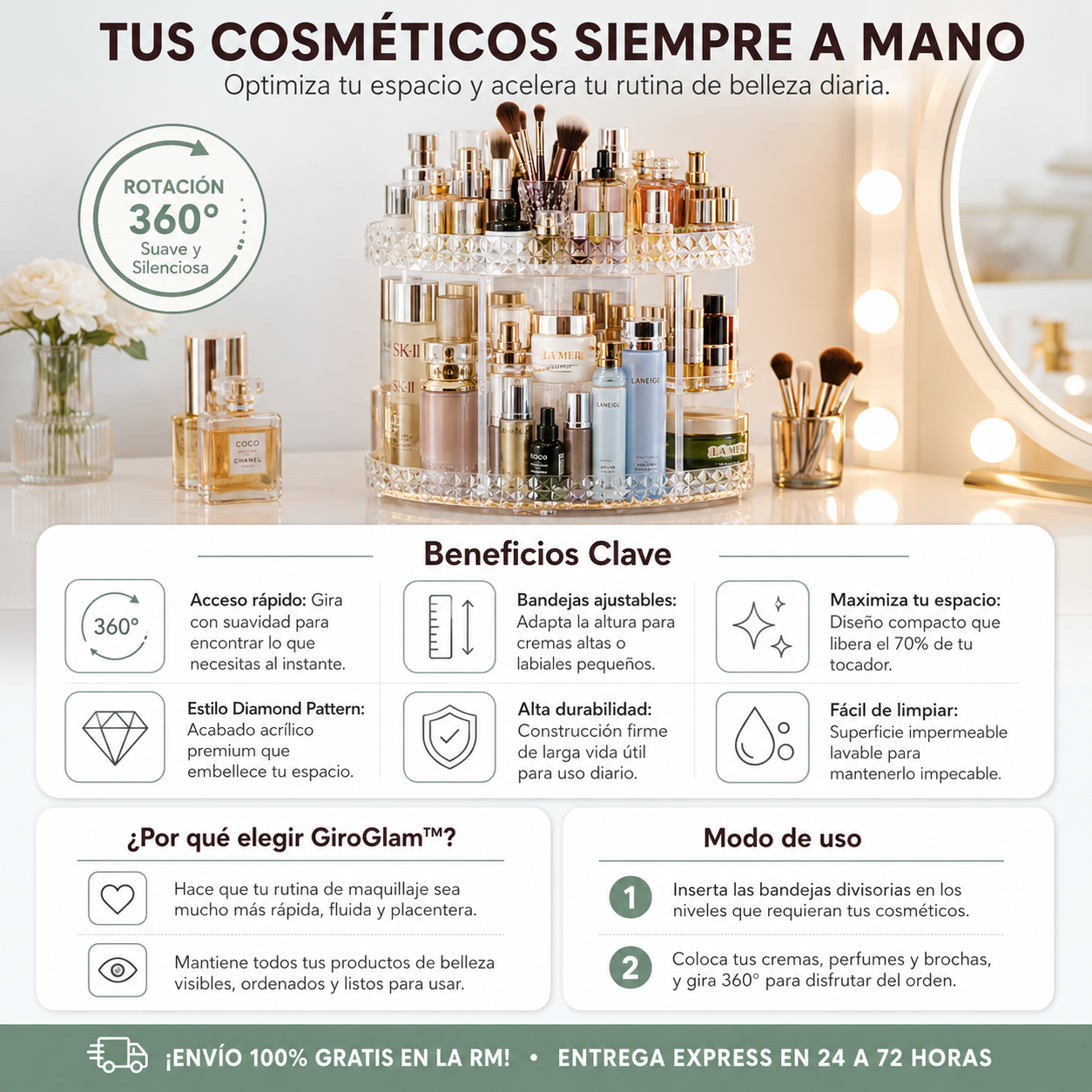Organizador De Maquillaje 360 Orden