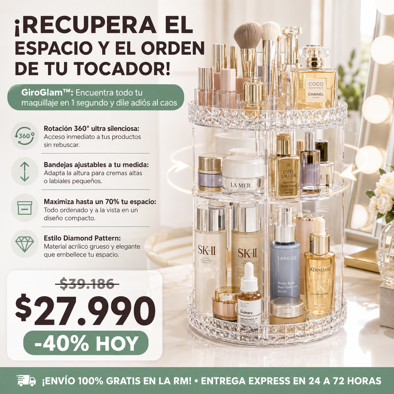 Organizador De Maquillaje 360 Orden