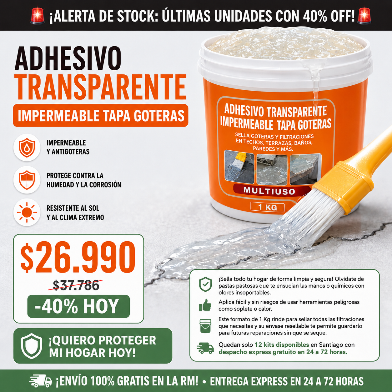 1 Kilo Sellador Adhesivo Transparente