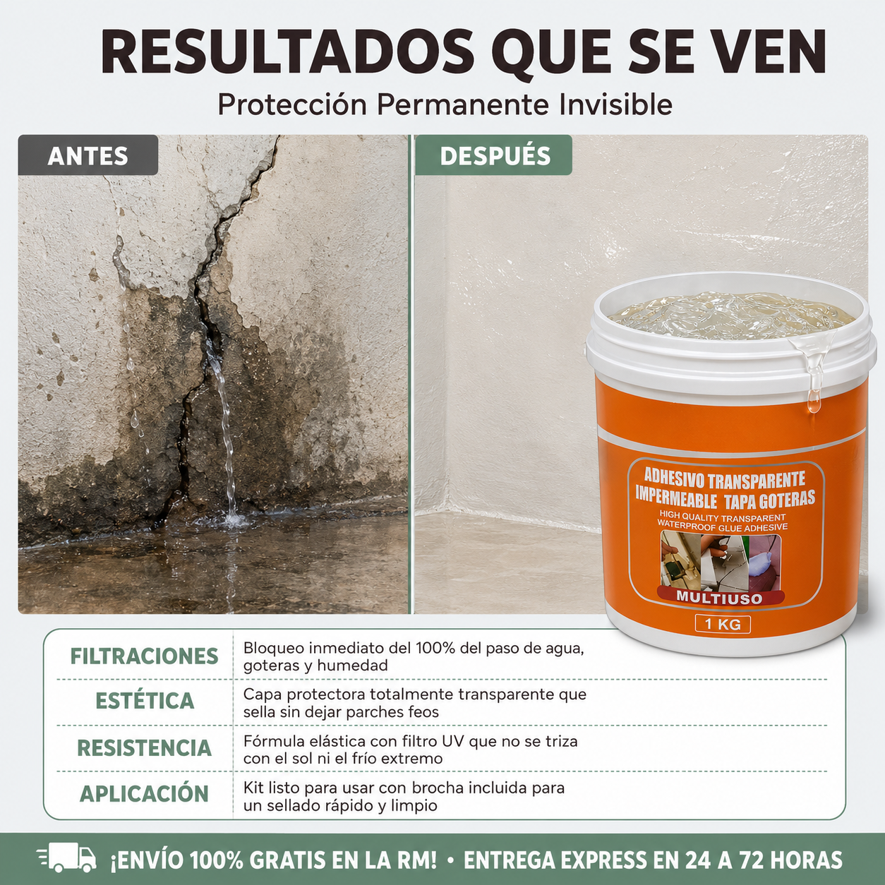 1 Kilo Sellador Adhesivo Transparente