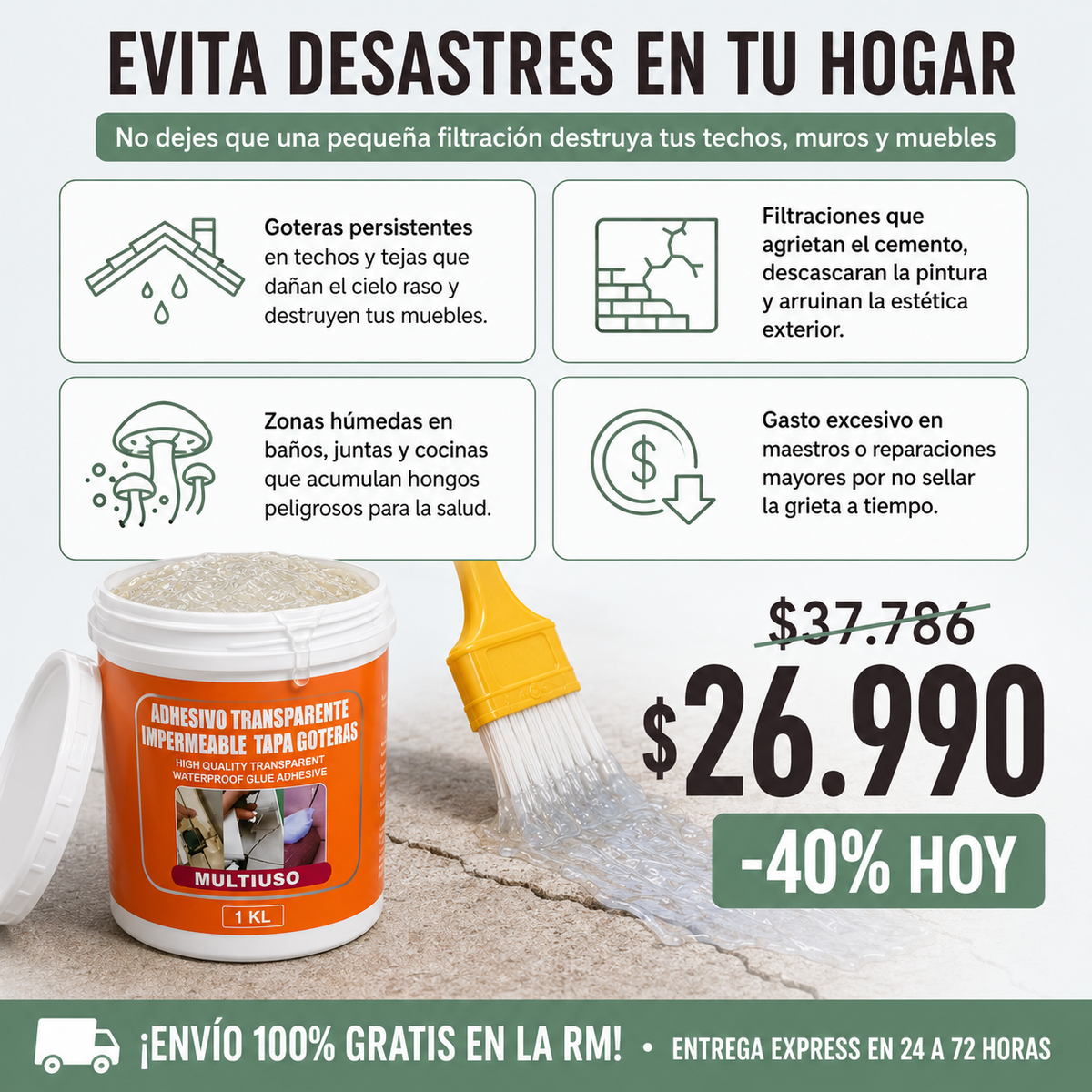 1 Kilo Sellador Adhesivo Transparente
