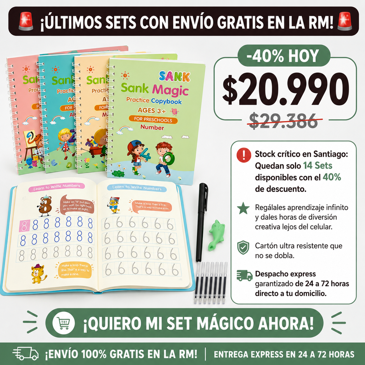 Set Cuaderno Magic Caligrafia Montessori