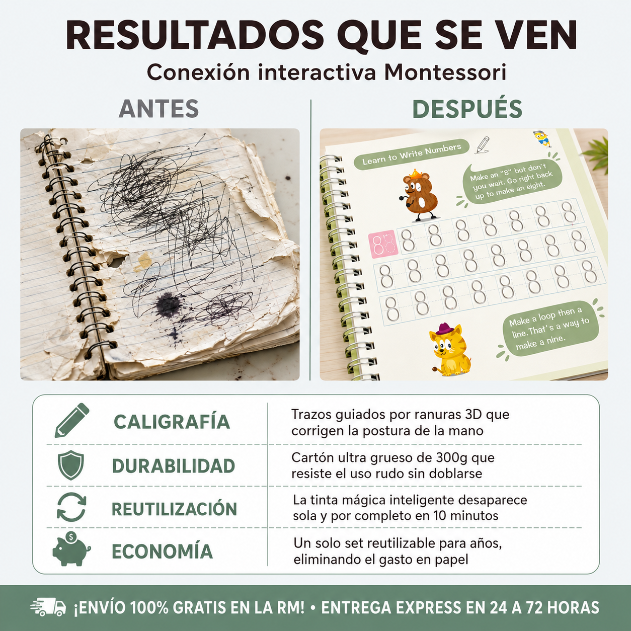 Set Cuaderno Magic Caligrafia Montessori