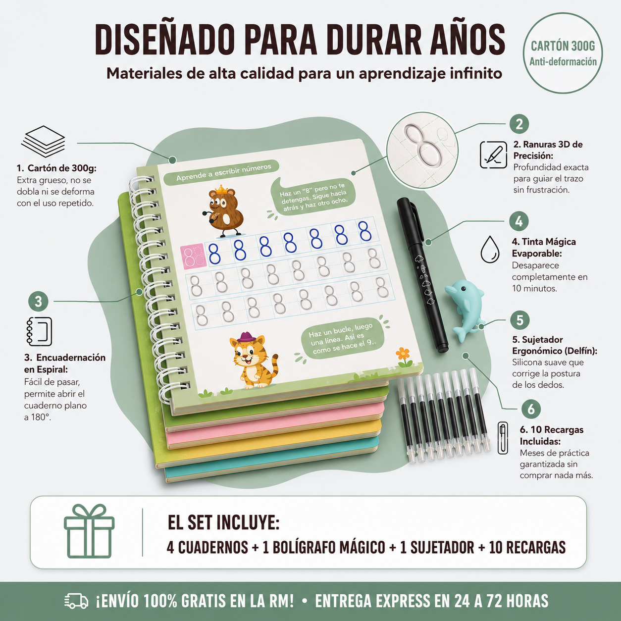 Set Cuaderno Magic Caligrafia Montessori