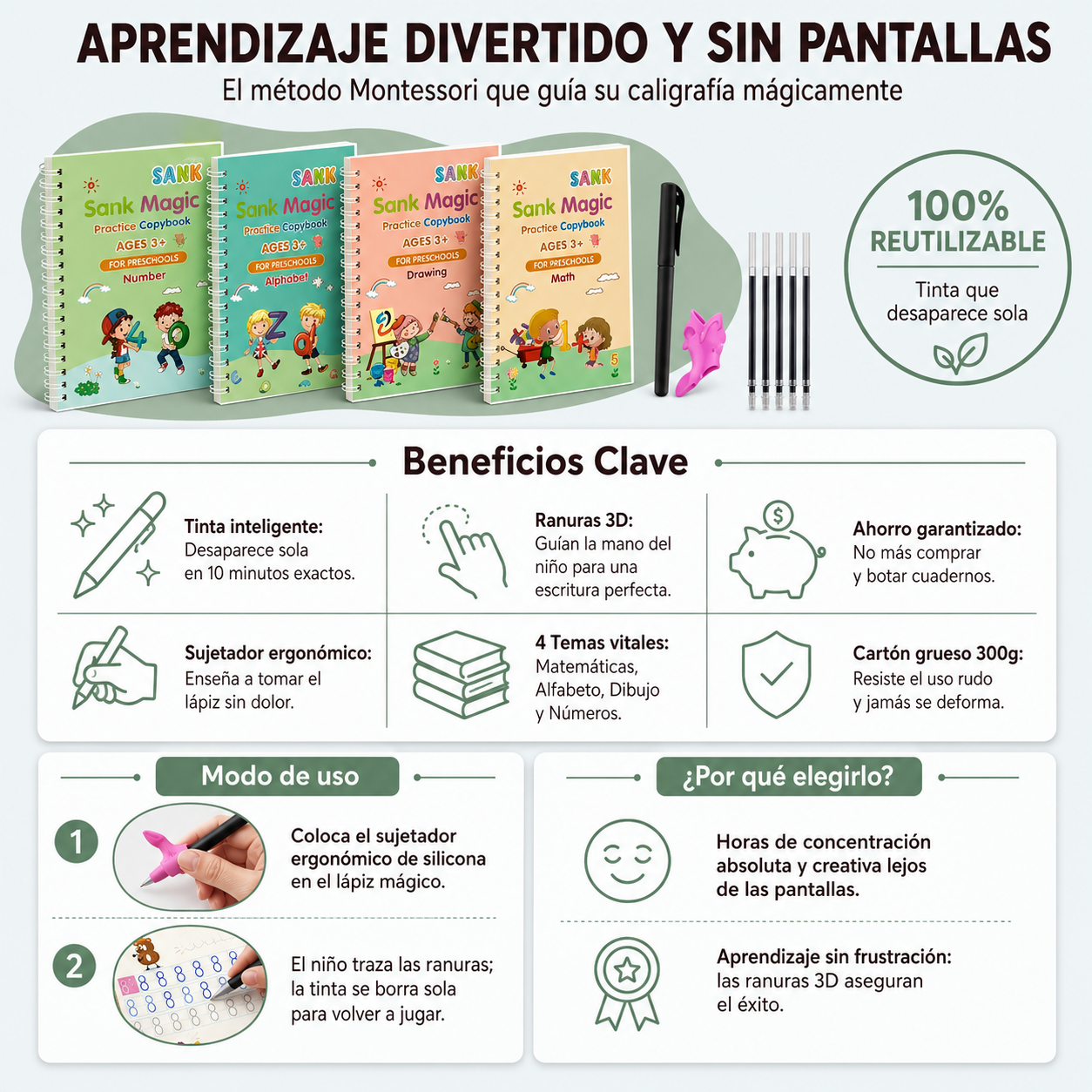 Set Cuaderno Magic Caligrafia Montessori