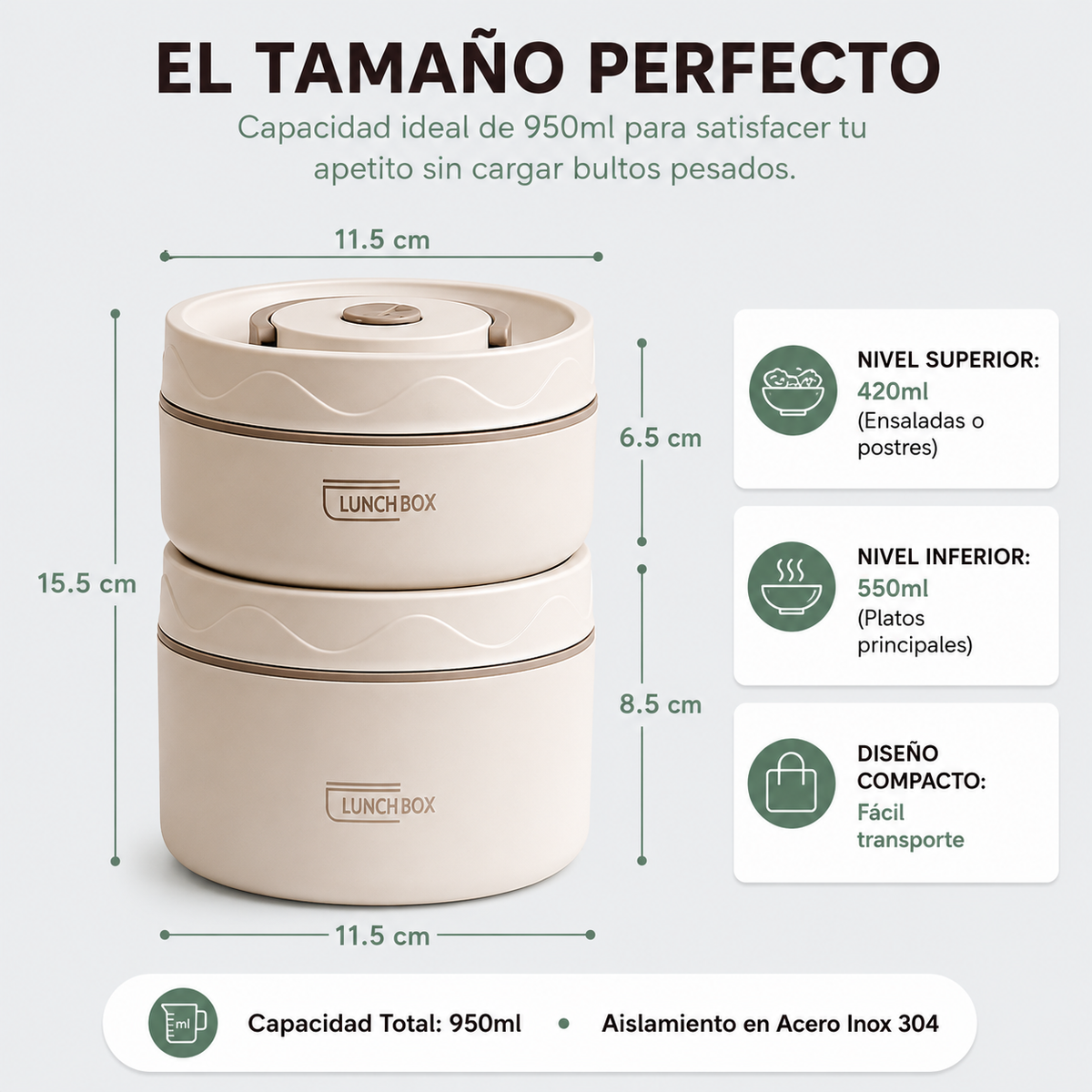 Lunch Box Lonchera 2 En 1 Comida