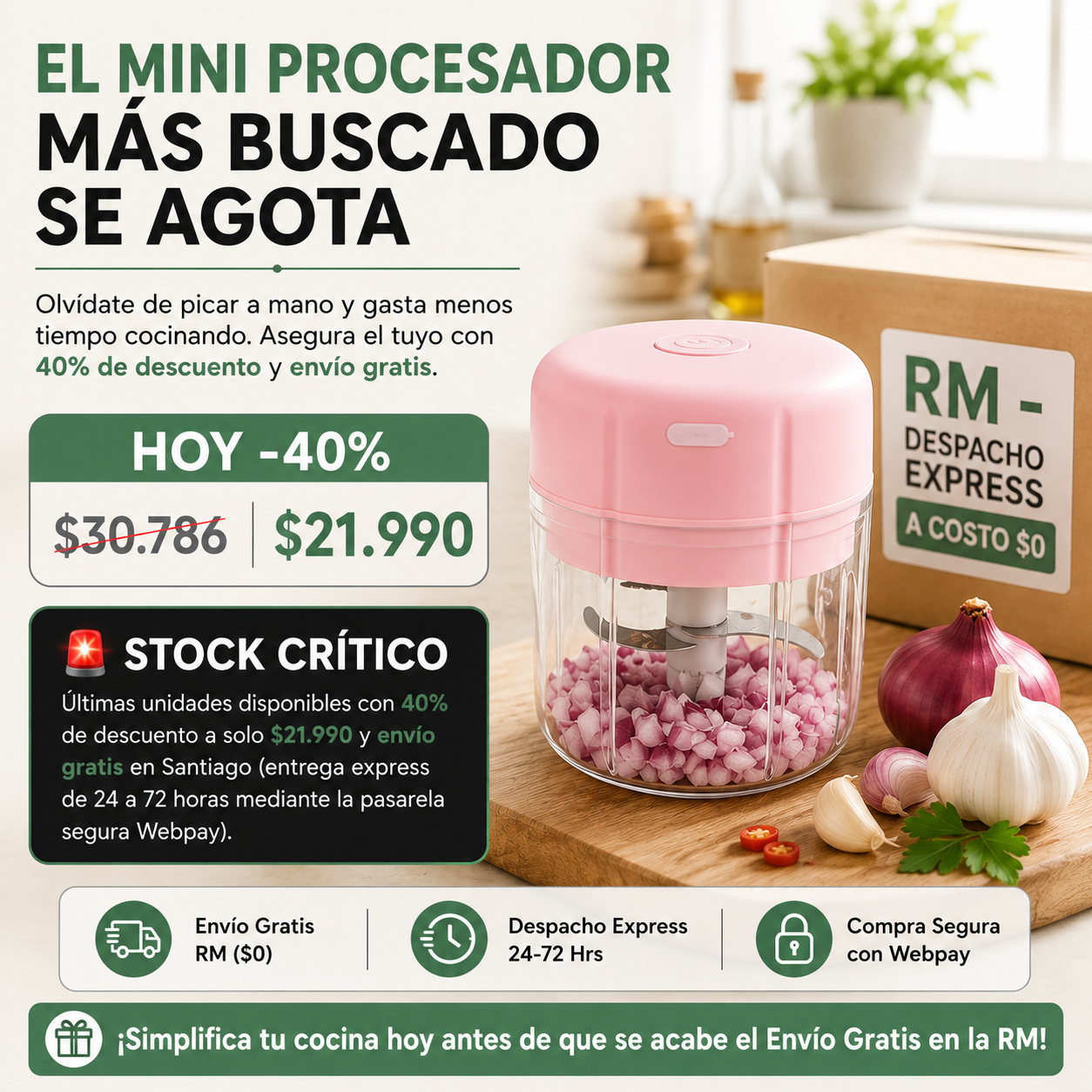 Mini Picador De Verduras Procesador