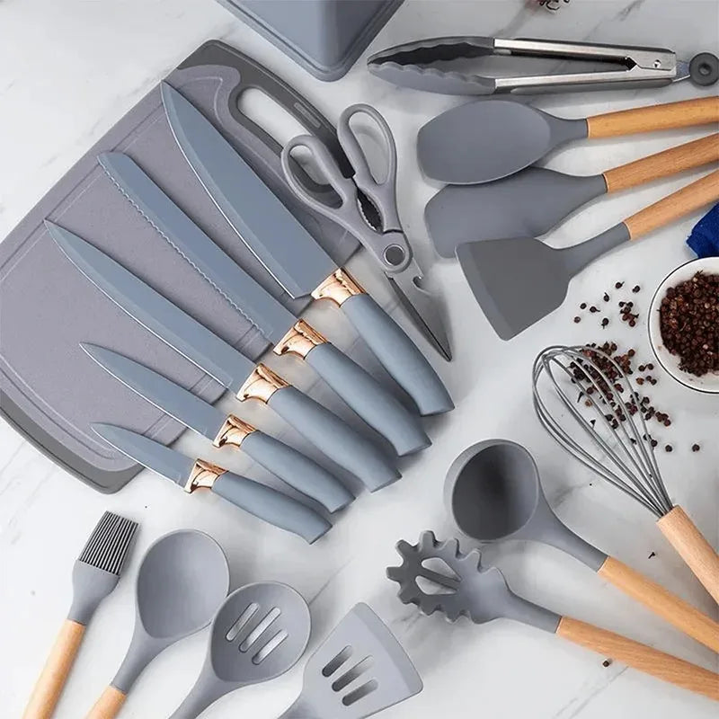 Set 19 Utensilios De Cocina De Silicona